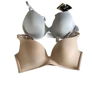 Maidenform Push Up Bra Set 38B Light Blue Lace MBT843 Tan Wireless SE1189 NEW
